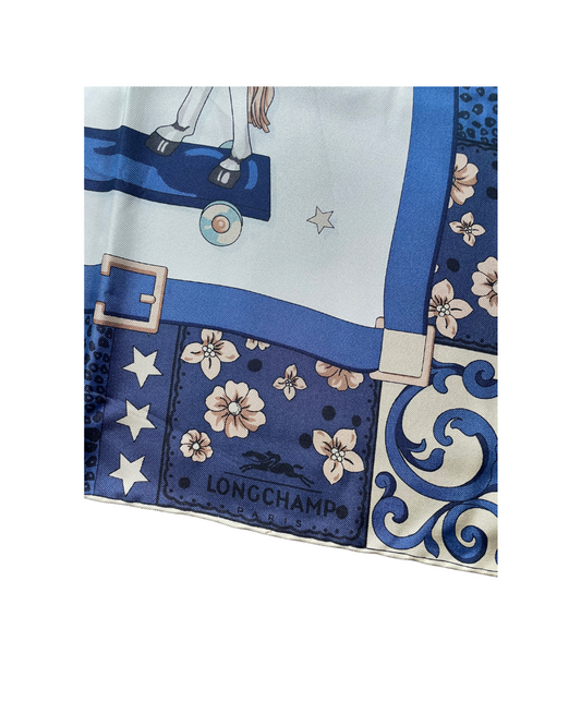 LONGCHAMP Carré 90 Chevaux - Paon