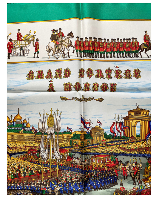Carré Hermès 90 Grand cortège à moscou duchene paon vintage titre