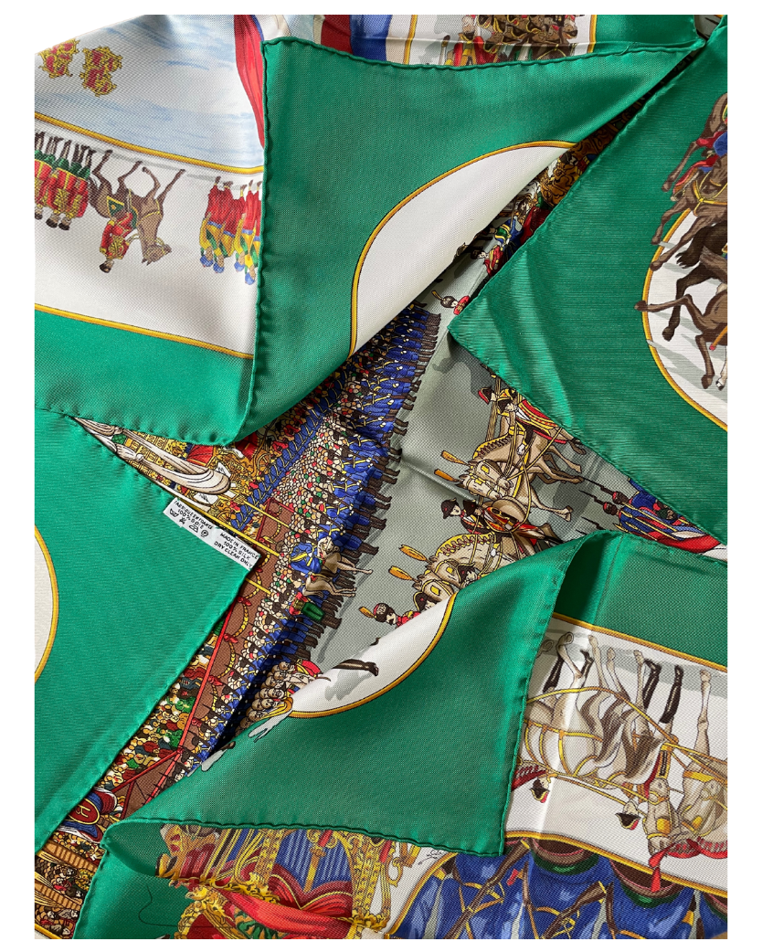 Carré Hermès 90 Grand cortège à moscou duchene paon vintage