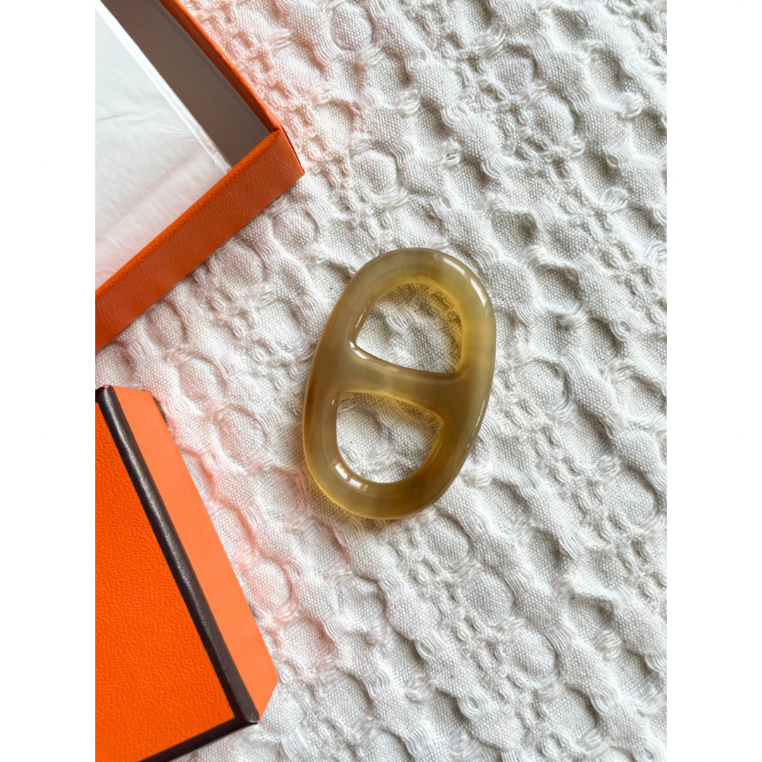 Hermès Anneau de foulard corne de buffle - Paon chaine d'ancre