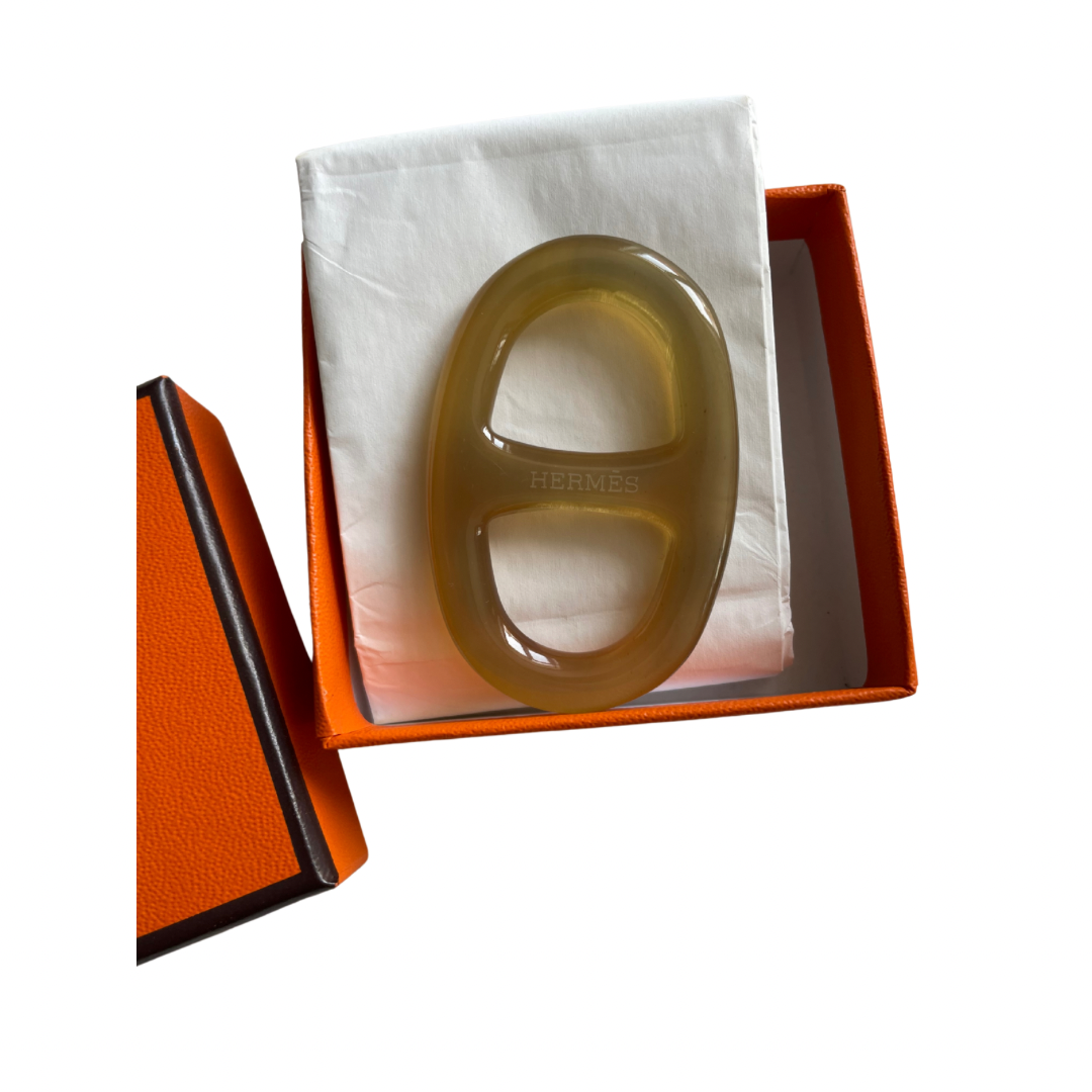 Hermès Anneau de foulard corne de buffle - Paon chaine d'ancre