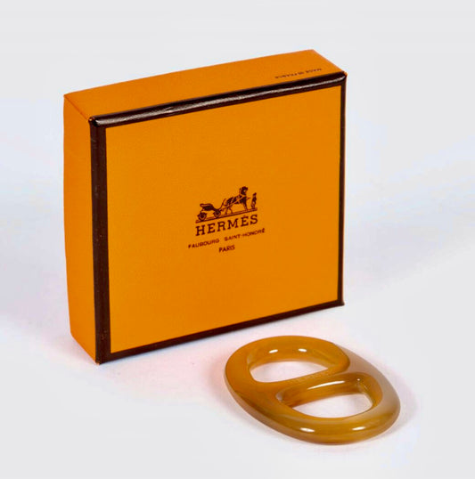 Hermès Anneau de foulard corne de buffle - Paon chaine d'ancre