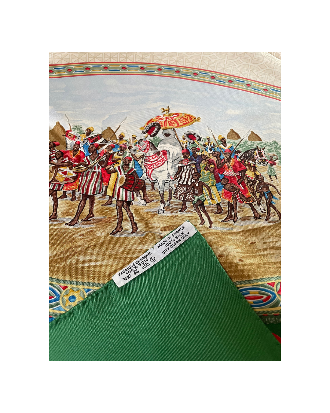 'Cavaliers peuls' Carré Hermès 90 - Paon