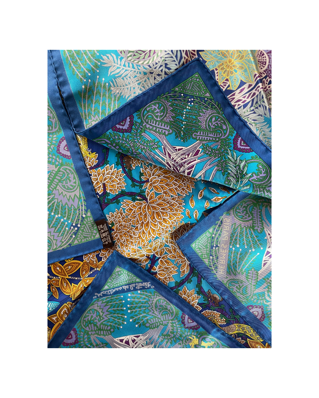 Carré Hermès Paon vintage Annie Faivre Etiquette