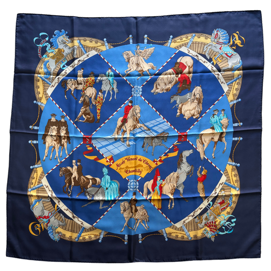 Carré Hermès Musée vivant du Cheval Chantilly Paon vintage