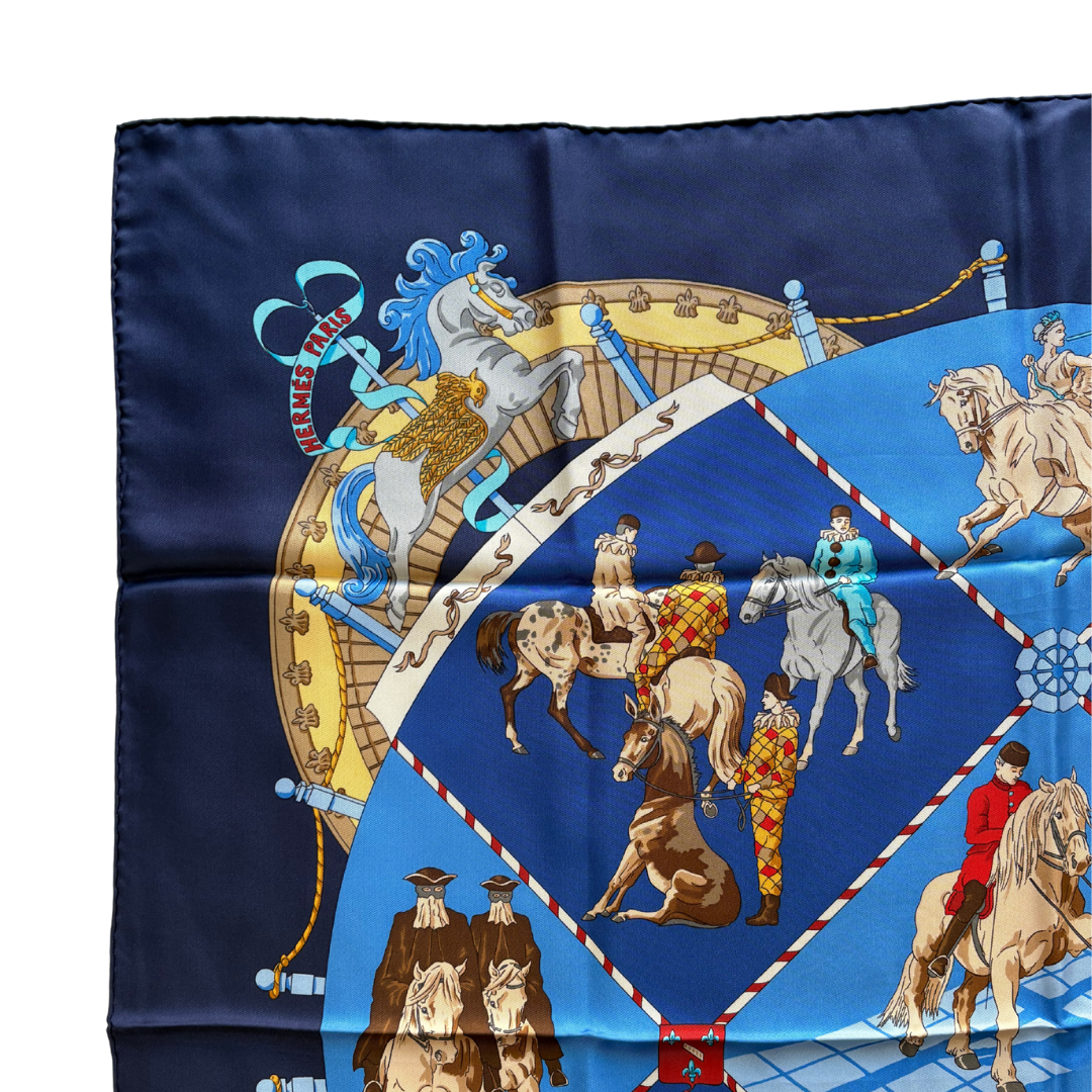 Carré Hermès Musée vivant du Cheval Chantilly Paon vintage