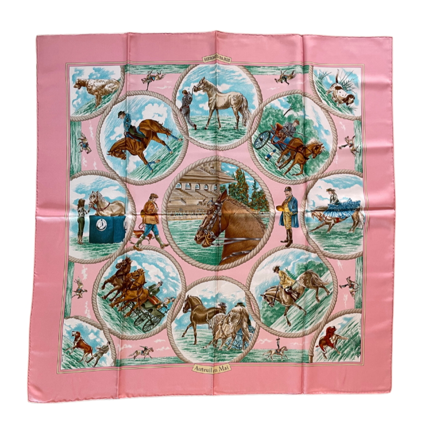 Carré Hermès 90 vintage paon auteuil en mai