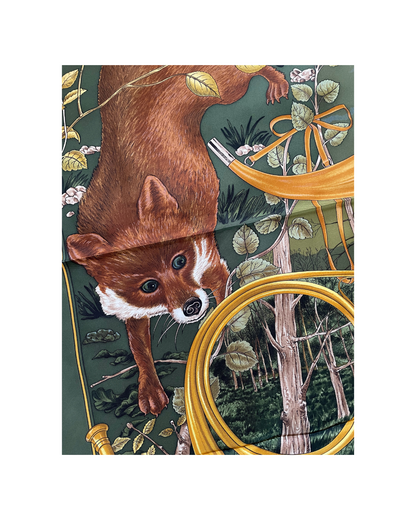 'Chasse au bois' Carré Hermès 90 - Paon
