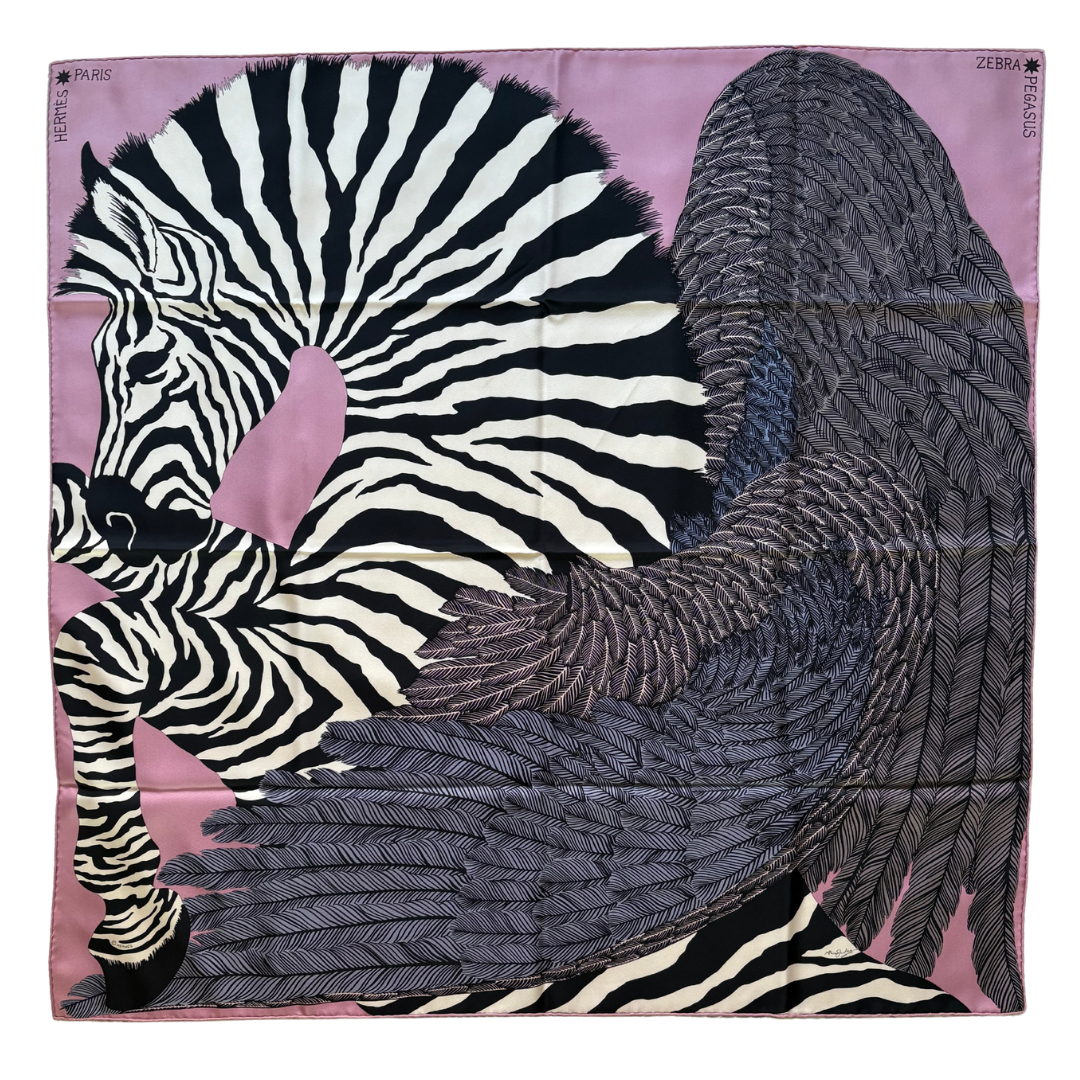Carré HermèsZebra Pegasus rose pink Alice Shirley