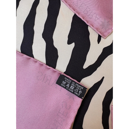 Carré HermèsZebra Pegasus rose pink Alice Shirley étiquette label