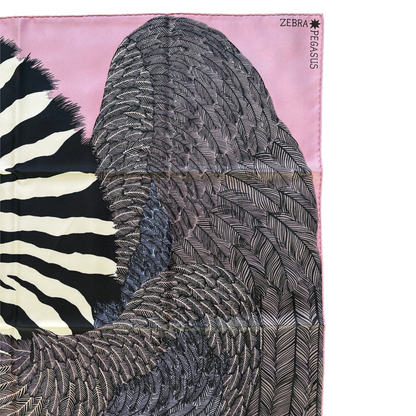 Carré HermèsZebra Pegasus rose pink Alice Shirley titre title
