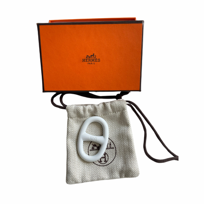 Anneau foulard Hermès blanc chaine d'ancre pochette 