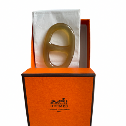 Hermès Anneau de foulard corne de buffle - Paon chaine d'ancre