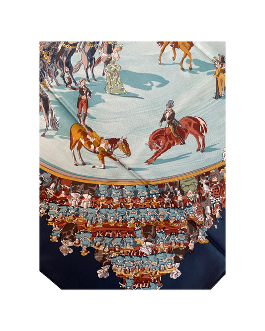 'Le cirque Molier' Carré 90cm en soie motif