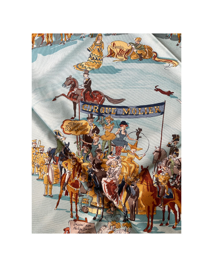 'Le cirque Molier' Carré 90cm en soie  Titre 