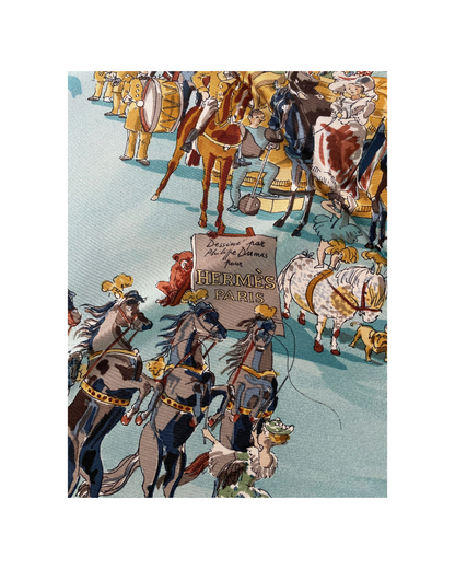 'Le cirque Molier' Carré 90cm en soie Philippe Dumas