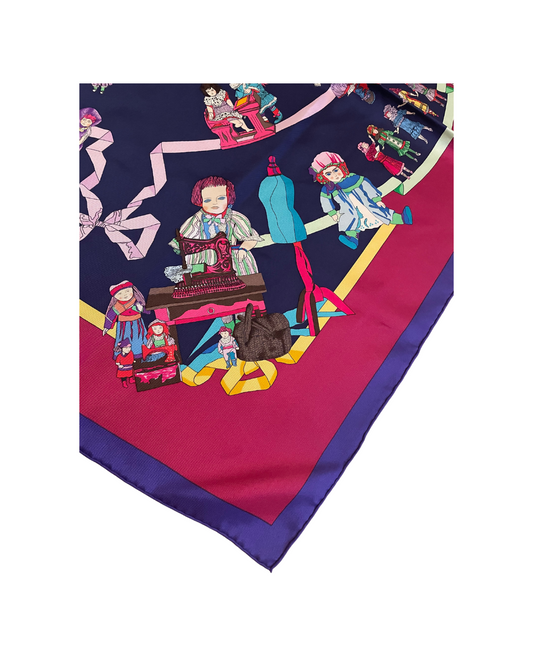 'Hello Dolly' Carré Hermès 90 cm en soie bords roulottés 